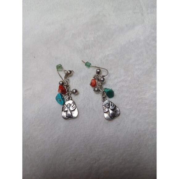 Angel Sterling  Silver Blue  Beaded Earrings - Picture 6 of 8